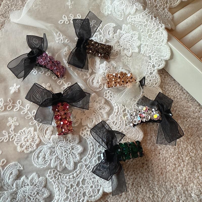 

Korean Hair Accessories: Netting Bow Rhinestone Hairpin for Women, High Quality