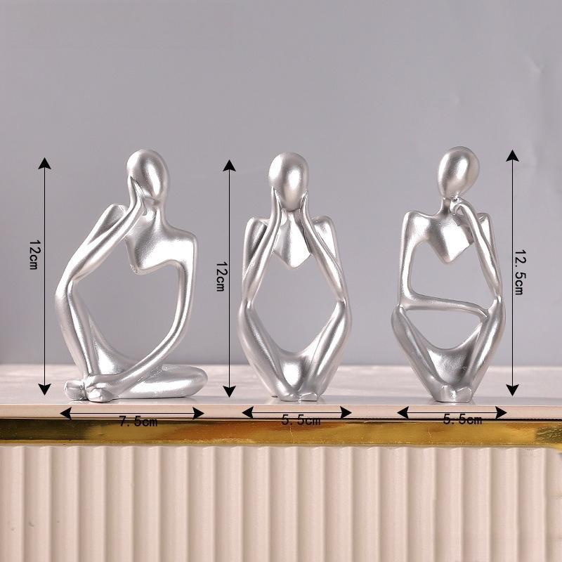 

3Pcs Abstract Meditator Home Decoration (Focus on Thinking), Suitable for Home Living Room Bedroom Office Desktop Decoration 3Pcs
