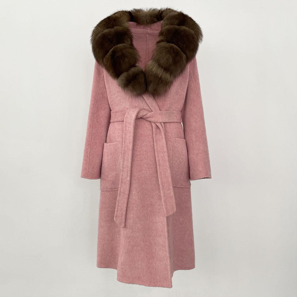 OFTBUY2024 Ekte Ull Kaninpels Kvinner Kåpe Naturskinn Mulberry Silkejakker X-lange Varm Tykk Turn-down Krage Overwear