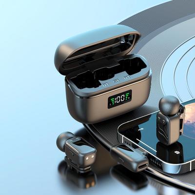 2025 Mini Wireless Clip-On Microphone with Digital Display and Charging Compartment for Invisible Live Broadcast and Recording