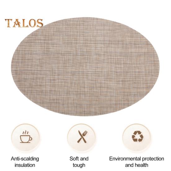 PVC Woven Table Mats Ellipse Solid Color Non-slip Waterproof Wear-resistant Heat-resistant Bowl Pads Drink Cup Coasters for Kitchen Home Bar Dining