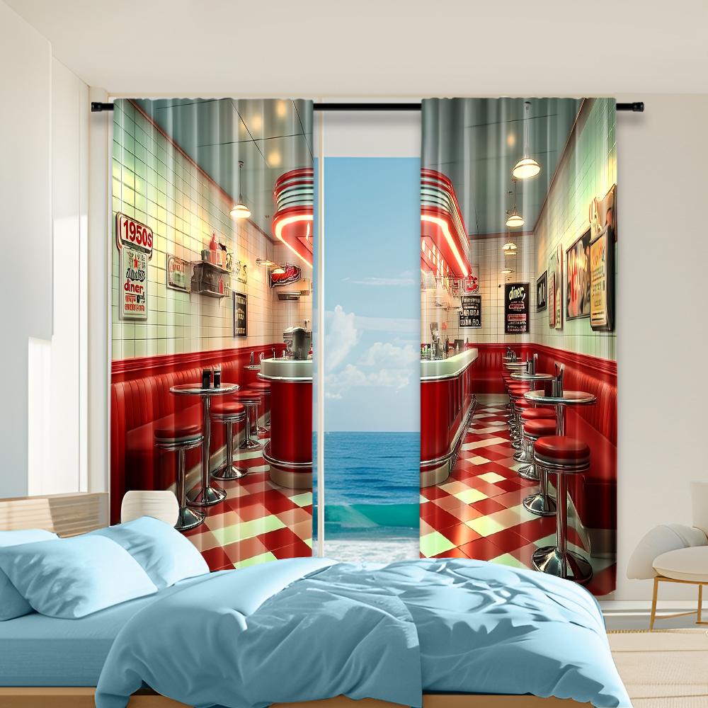 

Set Of 2 Vintage Versatile Polyester Transparent Curtains Home Decoration Diner Use Bedrooms Living Rooms Curtain Perfect For Room W100*H70(CM)-Hooks&2PCS
