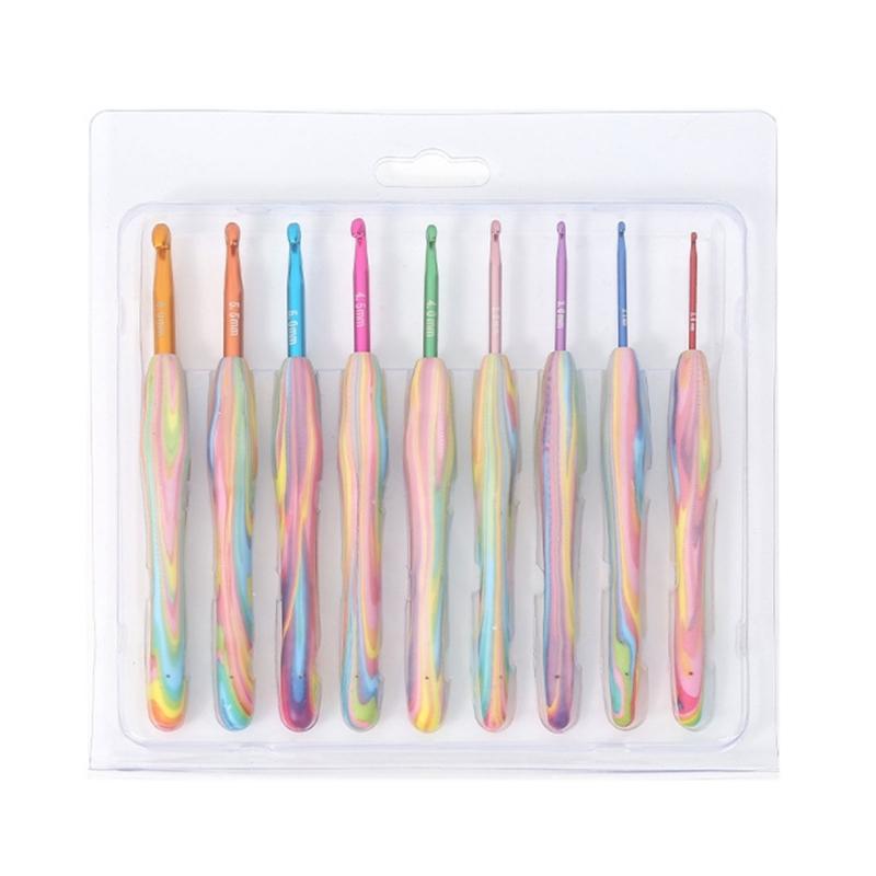 

9Pcs Professional Ergonomic Handle Crochet Hook 2mm-6mm Ergonomic Crochet Hook Set Crochet Needle for Beginner