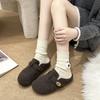 Women's Baotou Christmas a Footstirrup Heightening Winter Warm Cold Padded Non-slip Wear-resistant Leisure Cotton Half Slippers