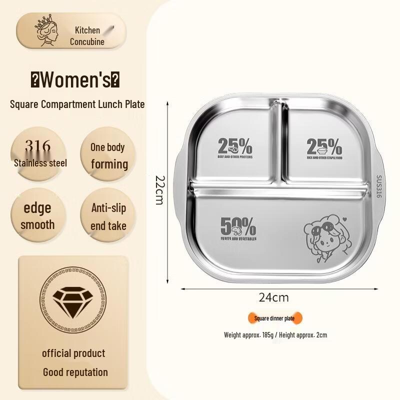 JingJingRS Children s 316 Stainless Steel Divided Plate