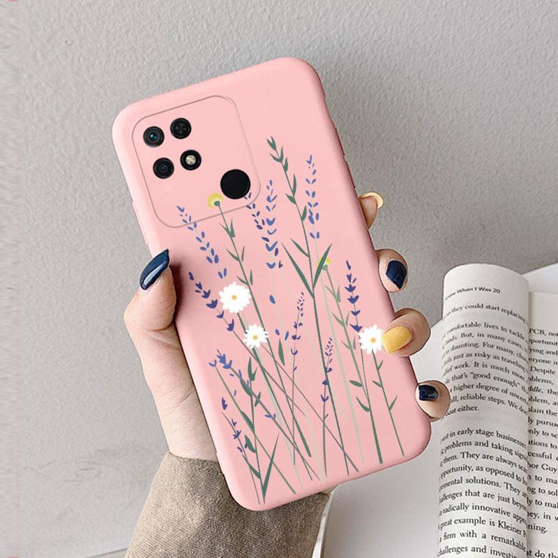 Case For Redmi 10 10C 10A Cute Heart Flower Back Cover Soft Silicone Matte Protective Funda For Xiaomi Redmi 10C Redmi10 Bag