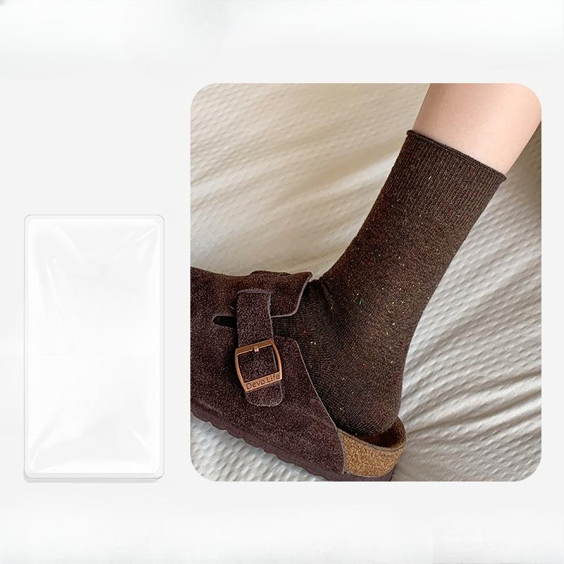 Ladies Autumn Winter Thickened Warm Spot Solid Color Assorted Vertical Pit Strip Medium Tube Pile Socks
