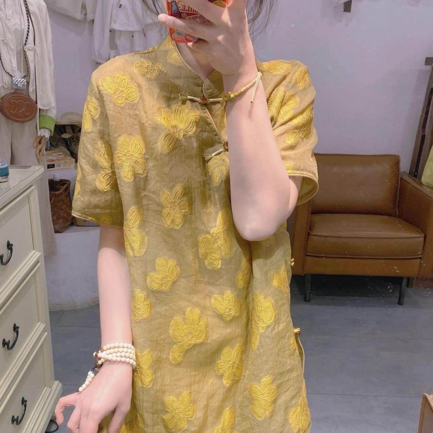 

Женская футболка с коротким рукавом и воротником-стойкой, летняя, желтая, 2025, высококачественный топ большого размера 3XL (recommended 138-75kg) жёлтый