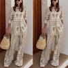 New Casual Home Wear Set European and American Print Long Sleeve Shirts Wide Leg Pants Idle Style Fashion Set