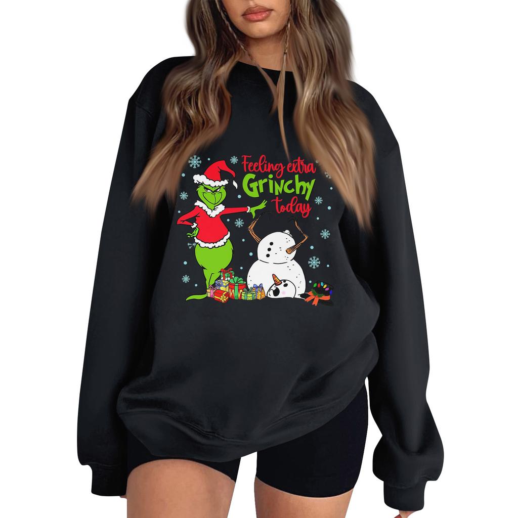 Women's Fashion Long-Sleeve Pullover Sweatshirt With Fun Christmas  Print