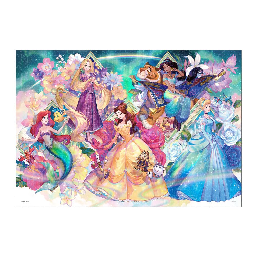 Tenyo (Made in Japan) 1000-Piece Rainbow Holographic Paper Jigsaw Puzzle Disney Princess Prism Fantasy (51x73.5cm) by Fuzichoco (D-1000-900) with