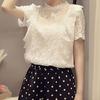Women's Summer Chiffon Lace Shirt - Short Sleeve, Hollow Out, Korean Style, Versatile Plus Size Top
