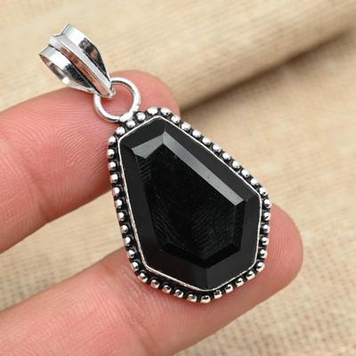 Lovely Black Onyx Gemstone Solid 925 Sterling Silver Handmade Pendant Jewelry