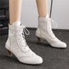Lace-up Women Ankle Boots Middle Heels Fashion Lace Round Toe Autumn Winter Women Shoes Strange Steampunk Short Booties 34-46