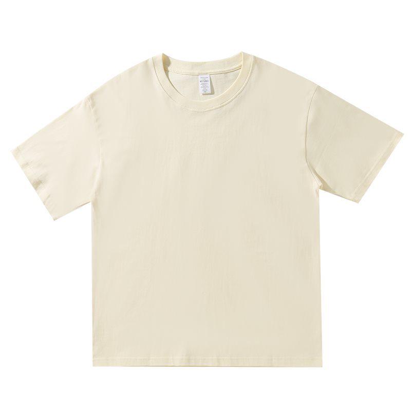 Combed Cotton Multi-color Round Neck Drop Shoulder Heavyweight Short Sleeve T-shirt - Trendy Casual Hong Kong Style