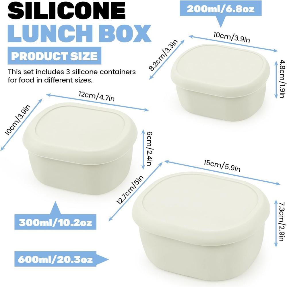Reusable Silicone Containers - Large Silicone Food Storage Containers, BPA-free, Airtight, Dishwasher and Refrigerator Safe