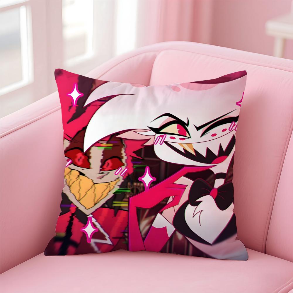 H-Hazbin H-Hotel Anime Cushion Cover Home & Car Multi-Scene Pillow Cover - Reversible, Soft & Durable for Daily Use