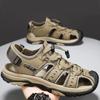 Summer Men Sandals SplitLeather Mens Casual Shoes Outdoor Men Leather Sandals for Men Beach Shoes Roman Shoes Plus Size 38-46