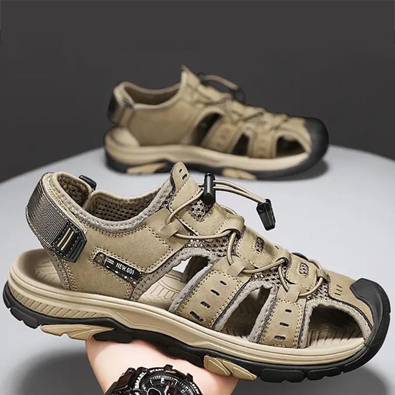 Summer Men Sandals SplitLeather Mens Casual Shoes Outdoor Men Leather Sandals for Men Beach Shoes Roman Shoes Plus Size 38-46