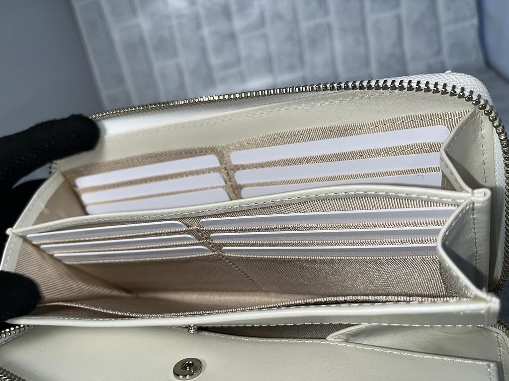 GUODI Langes Portemonnaie mit Rundum-Reißverschluss und Kartenfach, Echtes Pythonskin-Leder mit Perlmutt-Finish, Schlangenleder, für Damen und Herren, HL-10042 (Perle