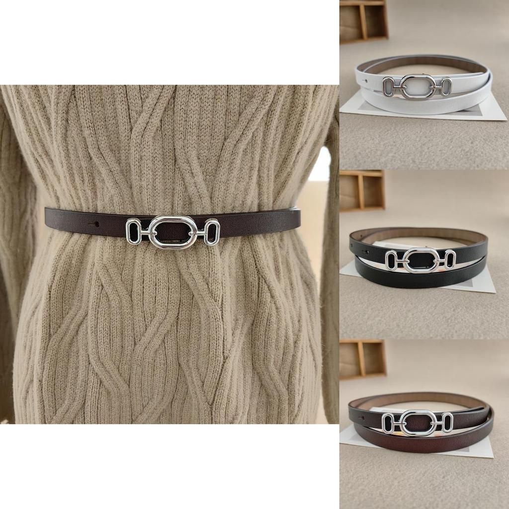 Genuine Twolayer Leather Belt For Women With Metal Buckle Suitable For Shirts And Skirts
