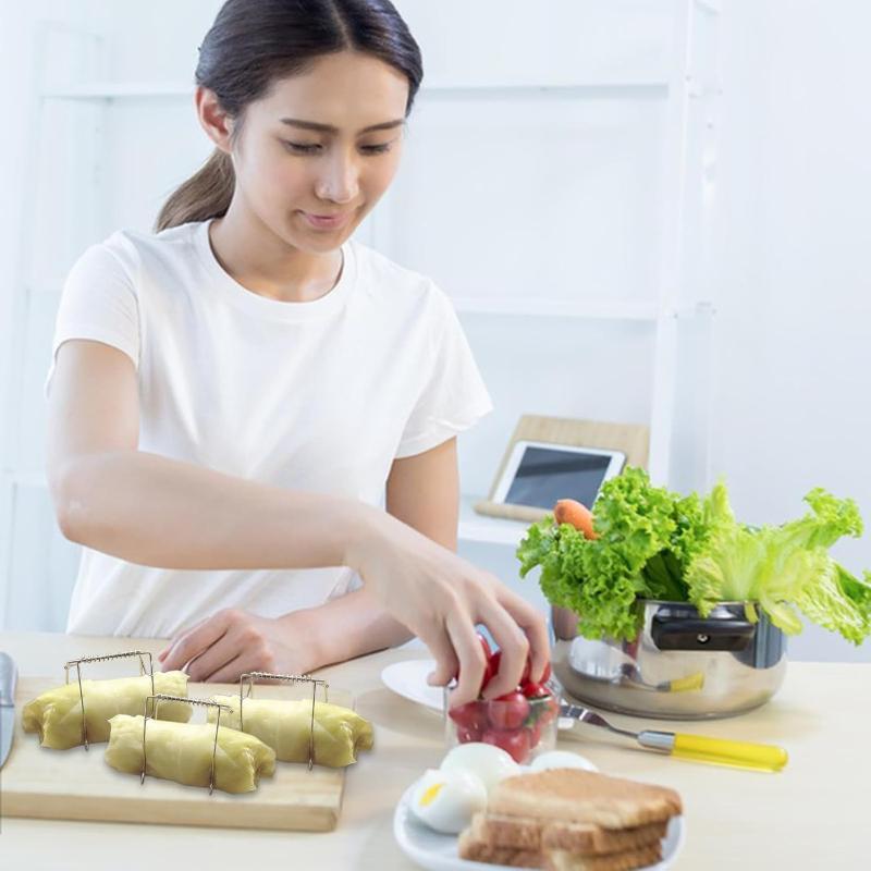 5/10Pcs Stainless Steel Cabbage Leafy Vegetable Clamp Heavy Duty Reusable Serrated Edges For Frying Cooking