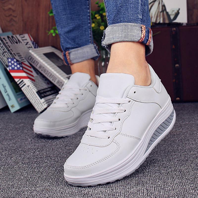 Women Sneakers New Breathable Vulcanize Shoes Waterproof Wedges Platform Woman Sneaker Leather Casual Shoes Mujer