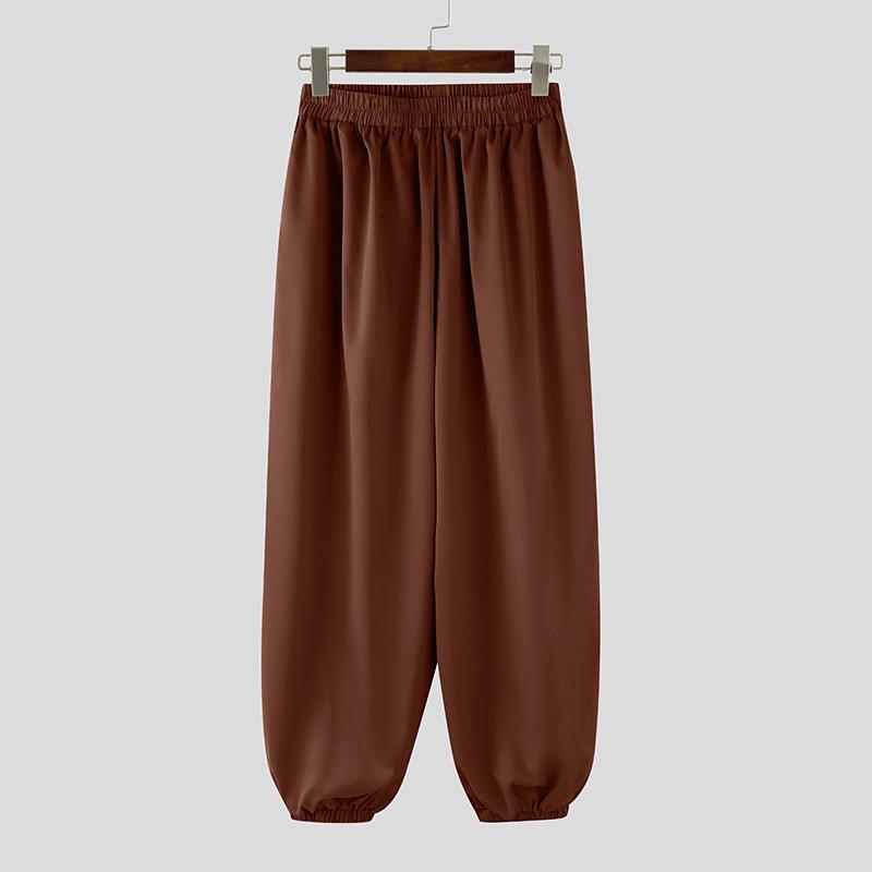 

INCERUN Мужские Повседневные Свободные Брюки-Гаремы с Эластичной Талией, Длинные, с Рюшами 5XL