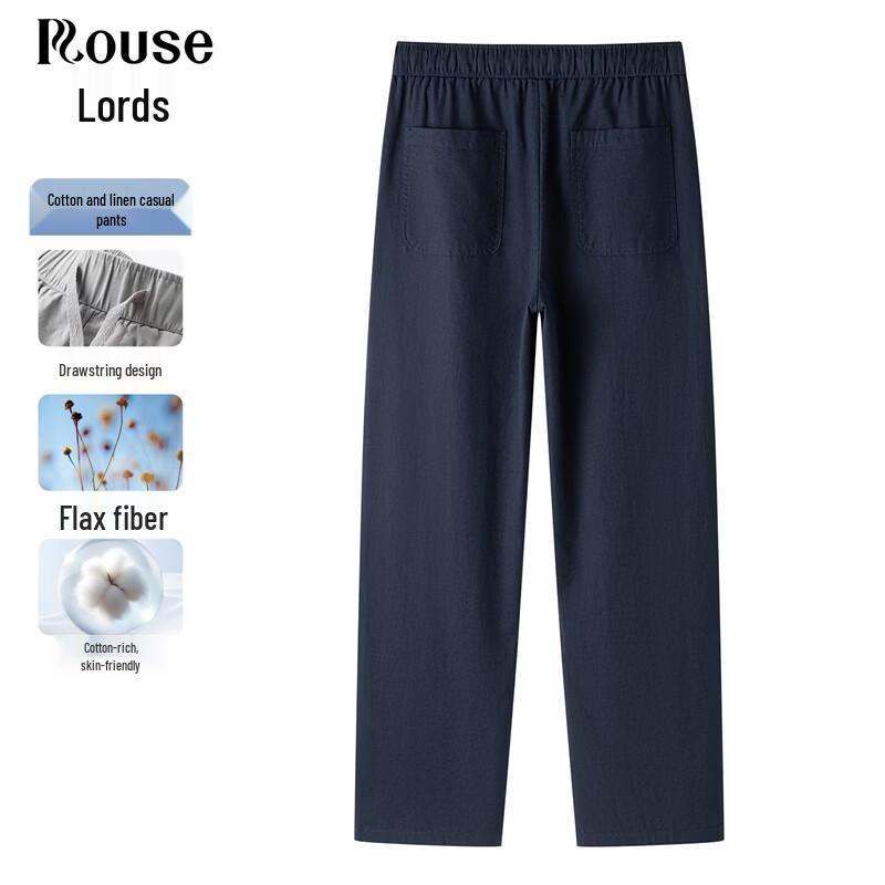 Men s Cotton Linen Blend Casual Straight-Leg Pants 4XL/195