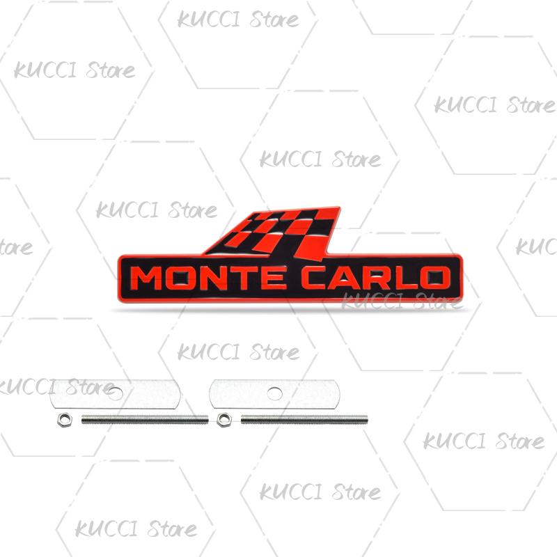 AAABV1 Alloy Metal Monte Carlo Racing Flag Grille Emblem Rear Trunk Badge Sticker For Skoda Fabia Octavia Kodiaq Superb VRS Kamiq Rapid