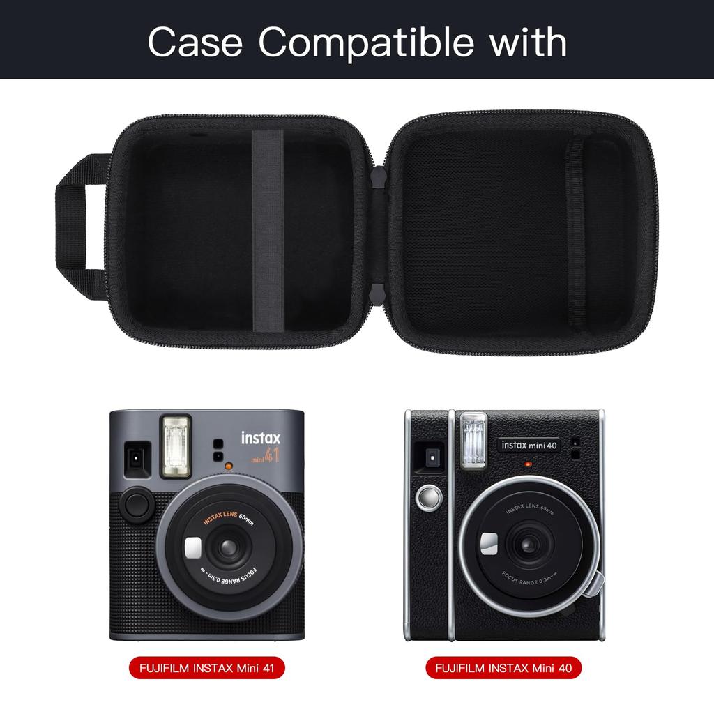 (Case Only) Fujifilm Instax Mini 41/40 Instant Camera Storage Case, Black - co2CREA