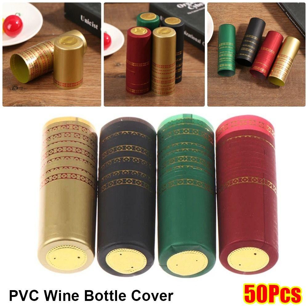 50 stuks Krimpkous PVC Wijnfleshoes Luchtdichte Krimpfolie Flesdop Verwarmbare Krimpfolie Doppen PVC Huis Bar Benodigdheden