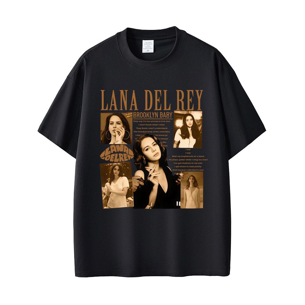 Sängerin Lana Del Rey Ultraviolence Brooklyn Baby Print T-Shirt Herren Damen Mode Popmusik T-Shirts Unisex Lässige Baumwoll-T-Shirts
