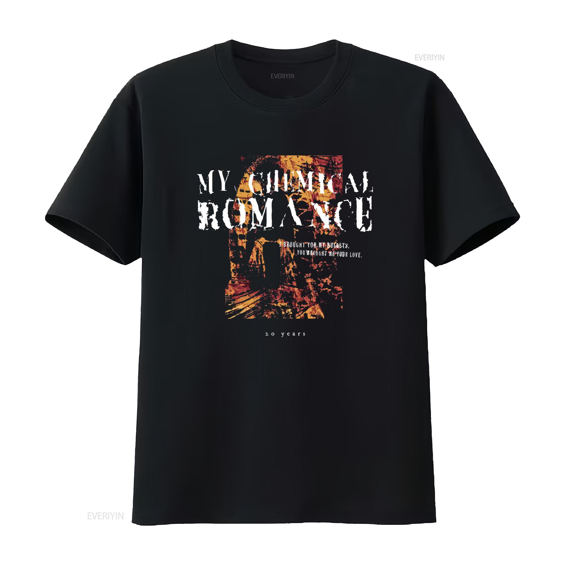 

My Chemical Romance MCR Bullets 20 Years T Shirt Rock Band Tribute vintage Washed Unisex graphic Top For Everyday Wear 4XL