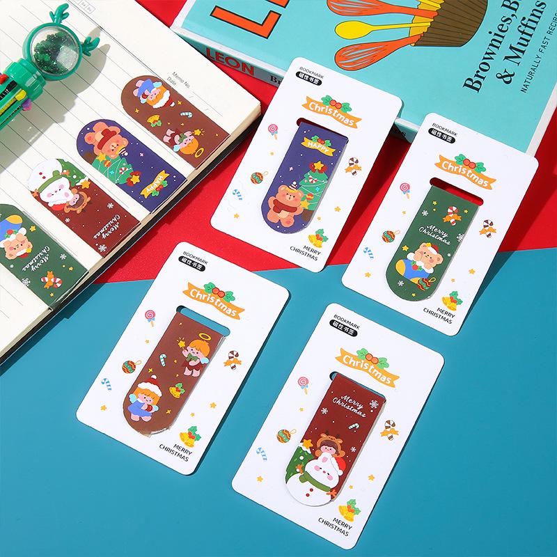 Personalized Christmas Magnetic Bookmark - Double-Sided for Students, Creative Gift for Kids, Practical Page Holder for the Whole Class