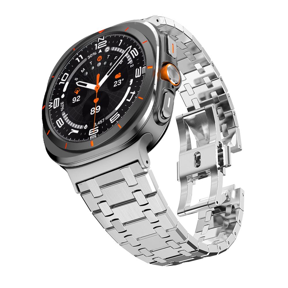 

Роскошный металлический браслет для Samsung Galaxy Watch Ultra 47 мм из нержавеющей стали с быстросъемным креплением без зазоров для Galaxy 7 Ultra 47 мм Galaxy Ultra 47mm серебряный