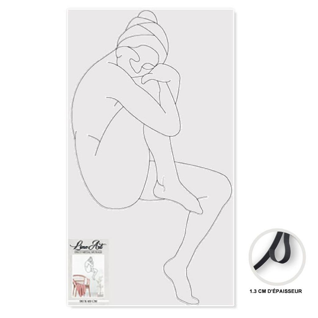 Les Trésors De Lily [A1071] - XXL Metal Decoration 'Seated Woman' Black - 90x44 Cm