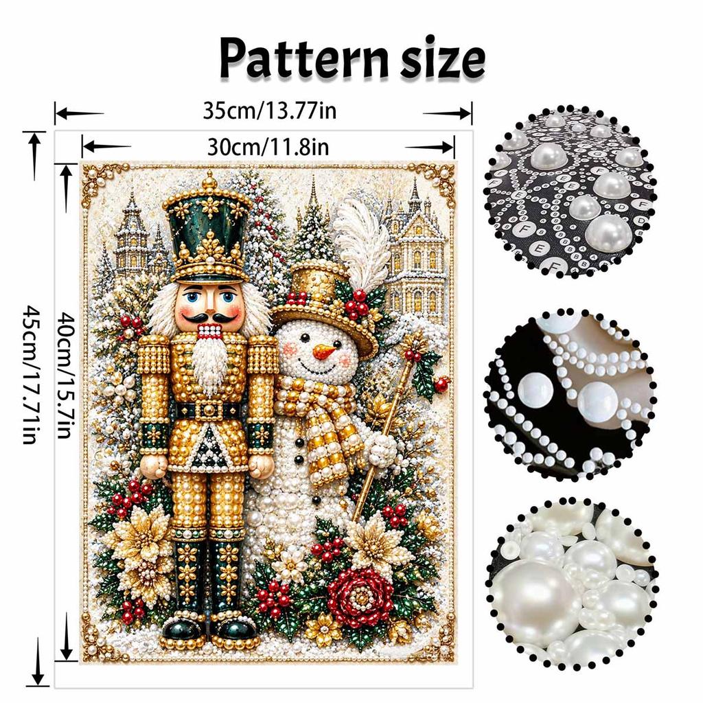 DIY Nutcracker and Snowman Pearl Diamond Painting Kit. suitable for beginners. Christmas home wall decoration. handmade gift.
