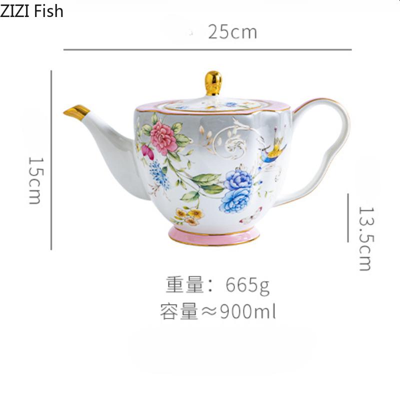 BRPfingstrosenblüte Keramik Kaffeekanne Teekanne mit Blumen Kerzenständer Muttertopf Englischer Stil Schwarztee Tasse Kaffeetasse HausgeschenkEY
