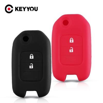KEYYOU Silicone Car Key Case Cover For Honda Accord Civic CR-V HR-V Jade Crider Odyssey 2 Buttons