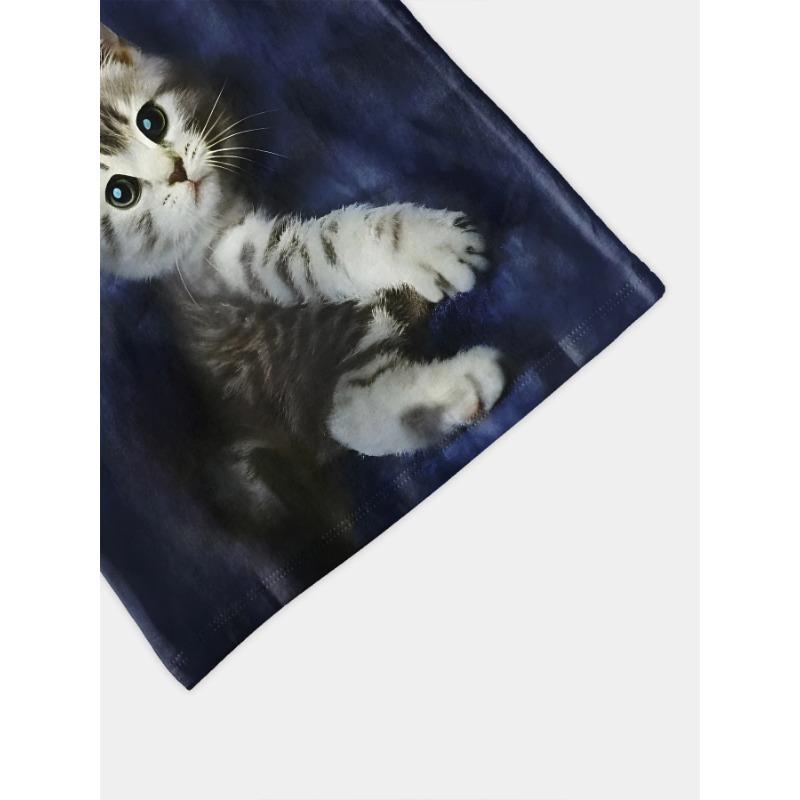 Summer Boy's T-shirt 3D Kitten Print Round Neck Short Sleeved Top
