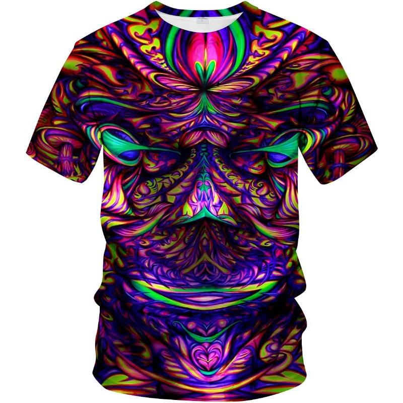 Summer Round Neck 3D Psychedelic Art Print T-shirts Fashionable Casual Short Sleeved Men's T-shirts