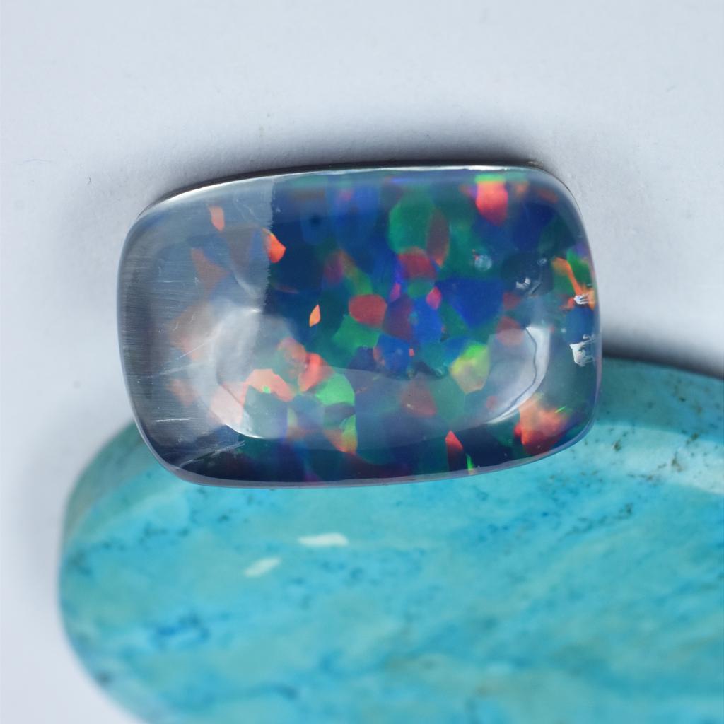 Lab-Created Opal Loose Gemstone 12.20 ct Multi-Color Cushion Cut October Birthday Birthstone