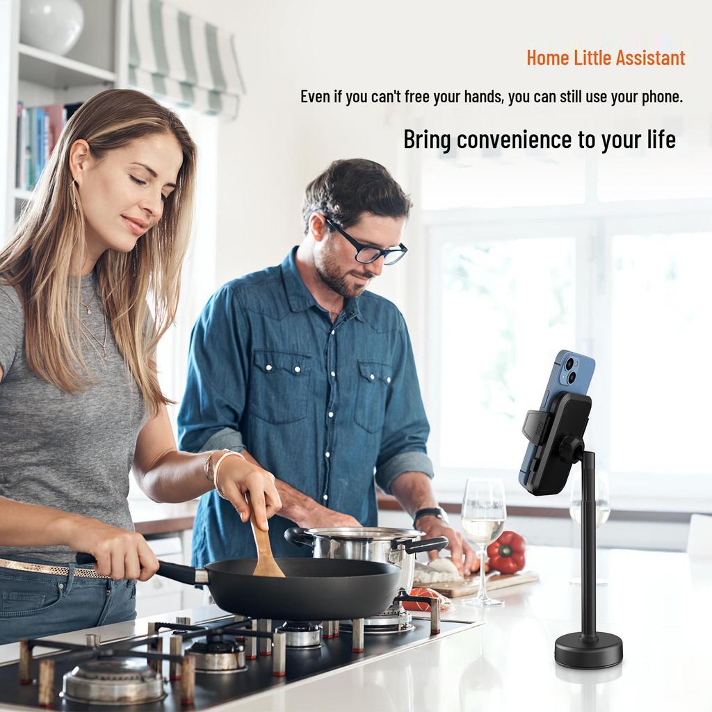 Verstellbarer Handyhalter für Fotografie & Live-Streaming: Mehrwinkel- & Höhenverstellbar mit stabilem Metallsockel.