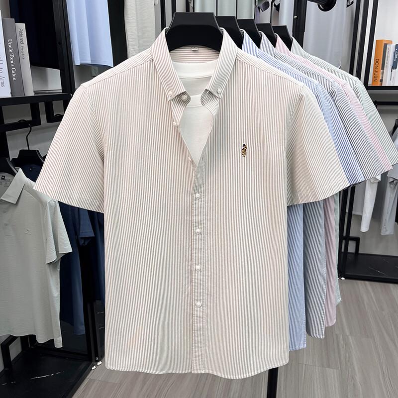 

Firstview Men s Casual Cotton Striped Short-Sleeve Shirt 3XL