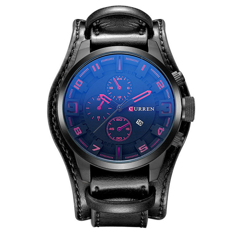 CURREN 8225 Men's Large Leather Strap Sports Watch Popular Men's
