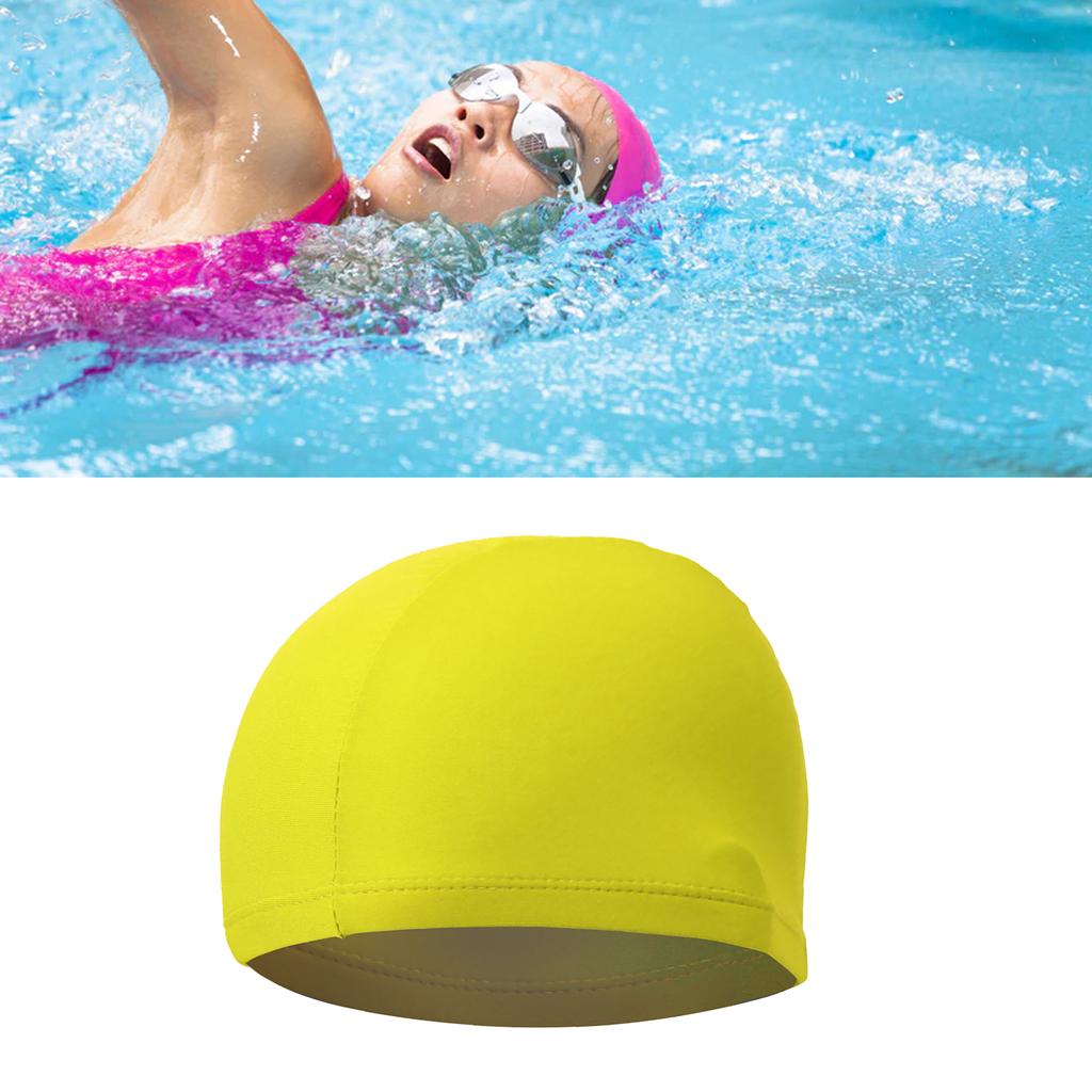 Swimming Cap High Elasticity Thick Bathing Cap Polyester Swimming Hats for Women Men