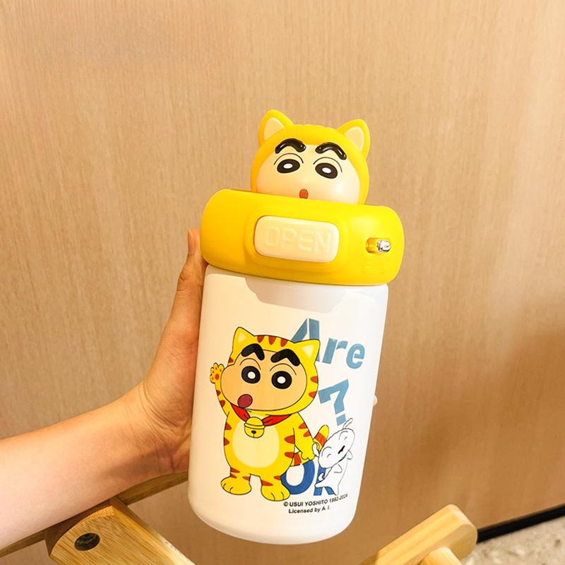 Crayon Small New Thermos Cup Male and Female Students New High Appearance Level Student Water Cup Pot Stainless Steel Children's Straw Cup