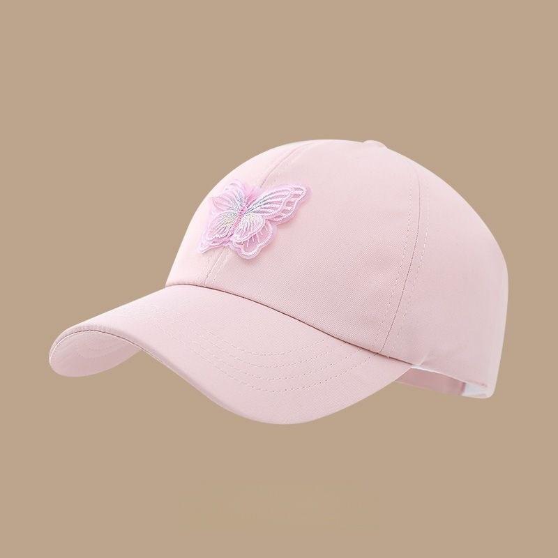 Butterfly Pink Kids Baseball Cap With Sun Protection And Breathable Polyester For Summer Outdoor Use