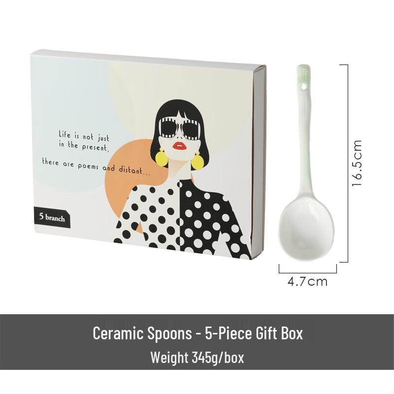 ZISIZ Girly Color-Block Ceramic Spoon Set